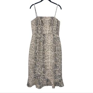 Anthropologie Hutch Etta Dress Womens 6 Ivory Black Gold Snakeskin